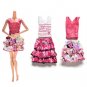 2 Pcs / set Skirt Short-sleeved T-shirt lot for Barbie Handmade
