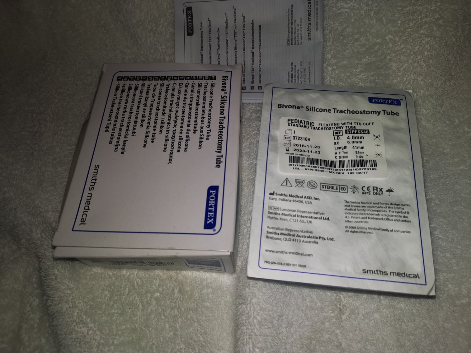 portex Smiths Bivona 67pfss40 FlexTend TTS Pediatric Tracheostomy Tube New 1E
