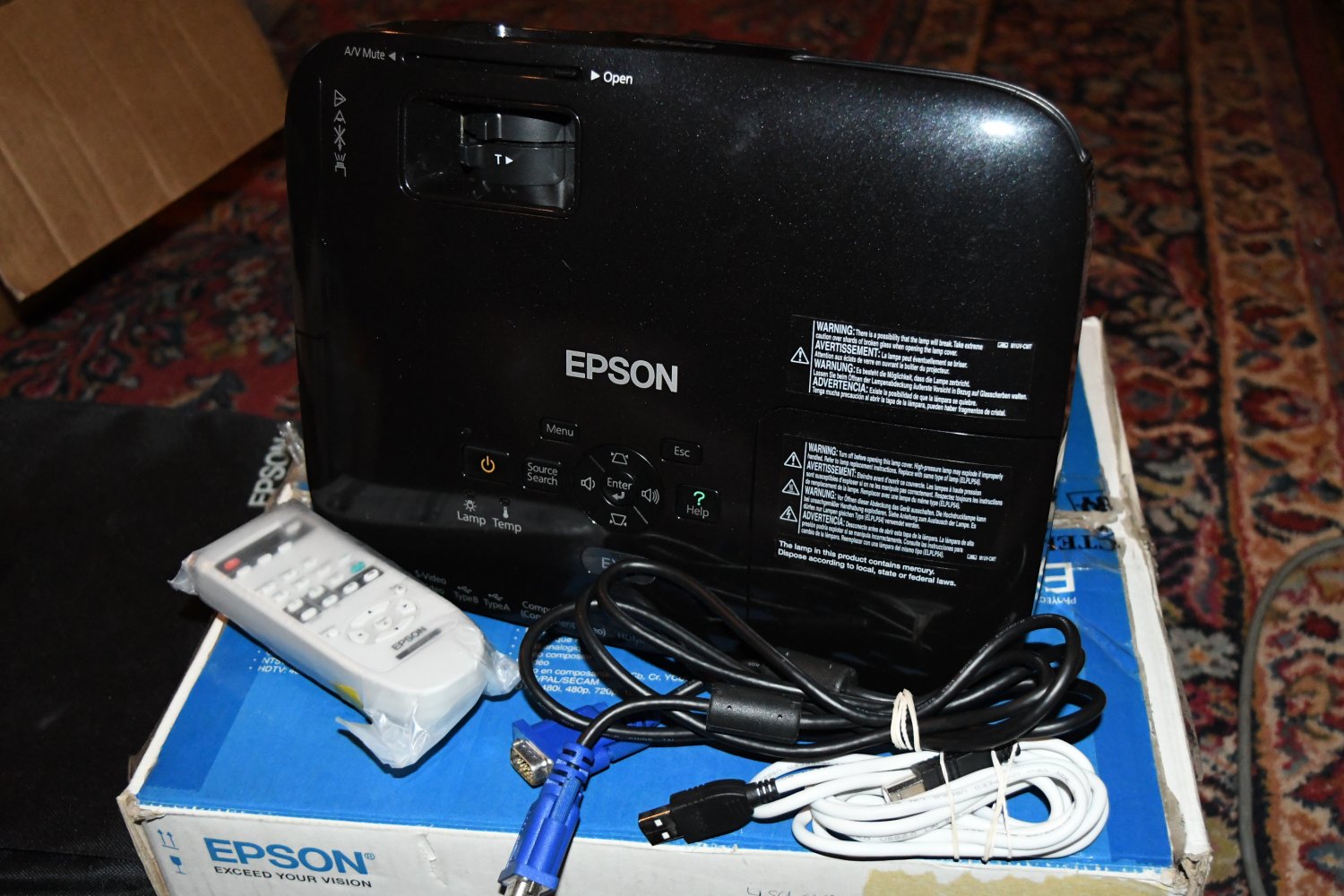 Epson Ex51 H311A Black LCD Projector With 158 Low Lamp Hours mint