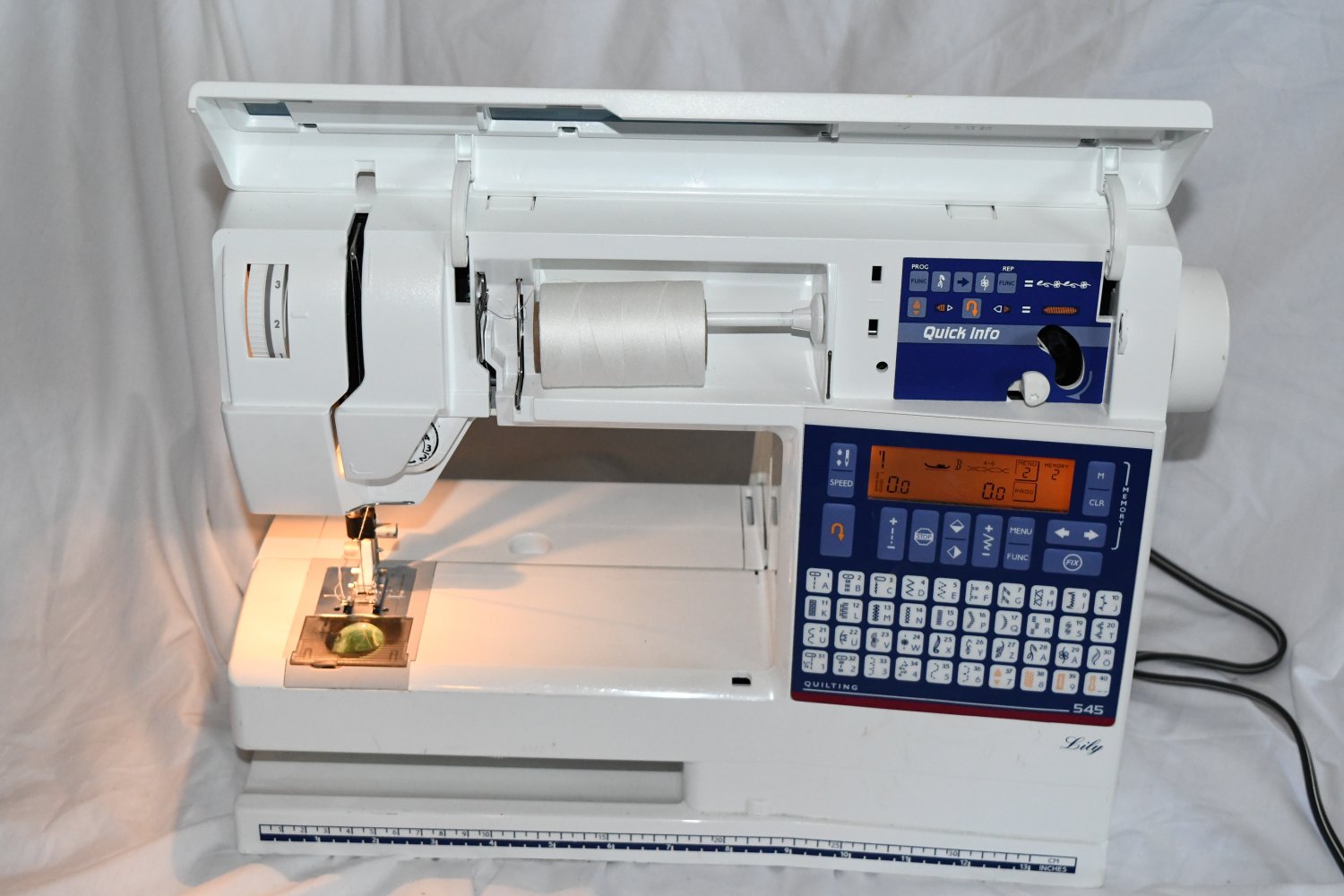 Husqvarna Viking Lily 545 Sewing Embroidery MachineNo Pedal powers on