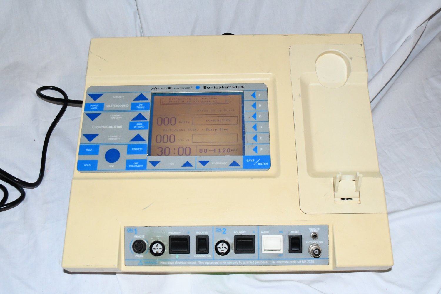 mettler me-900 sonicator plus ultrasound therapy system main unit 515c1 6/22