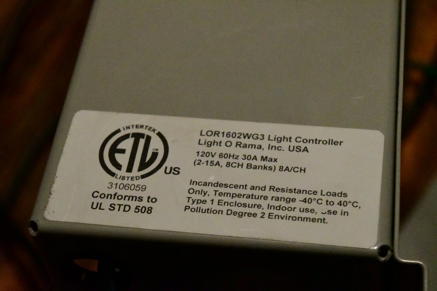 Light O Rama LOR1602WG3 PRO SERIES 30amp 16CH OUTDOOR RATED LIGHT CONTROLLER