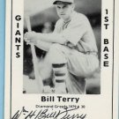 Bill Terry Autographed TCMA CArd Diamond Great #30 1979