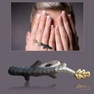 Hande Made Silver Hope Ring - 925 Sterling Silver + 18kt Gold Plated leaf