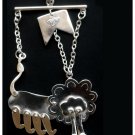 Lion Marionette Sterling Silver Pendant / Key Chain -  Handmade