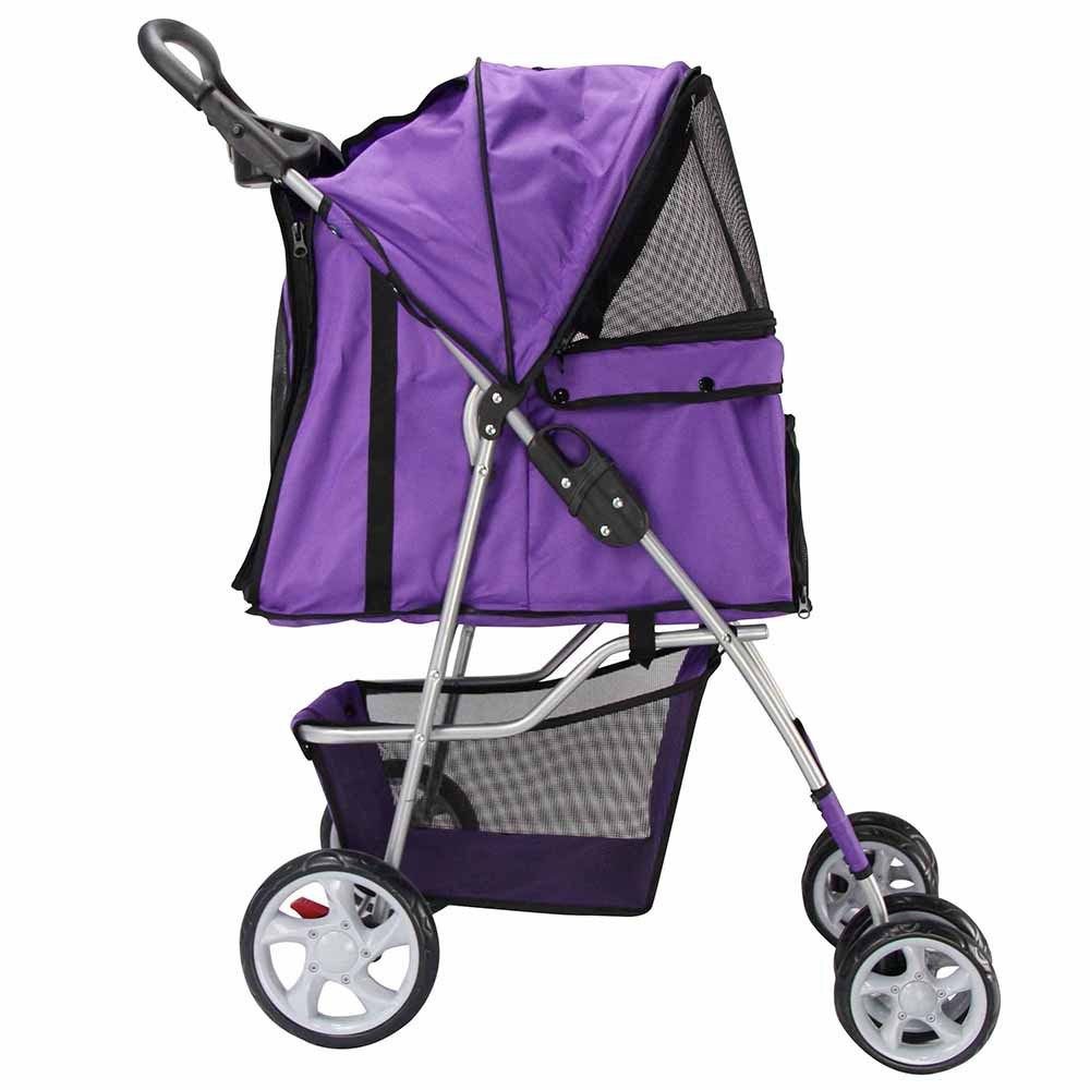 Pet Stroller Cat Dog 4 Wheeler Easy Walk Stroller Travel Folding