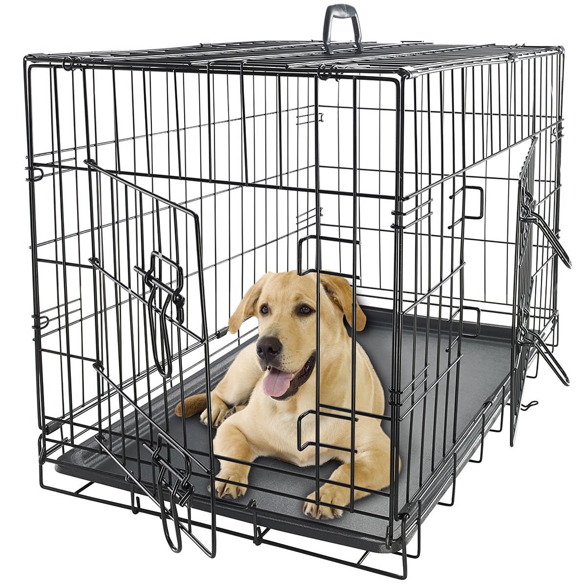 OxGord 24" Pet Kennel Cat Dog Folding Steel Crate Animal ...