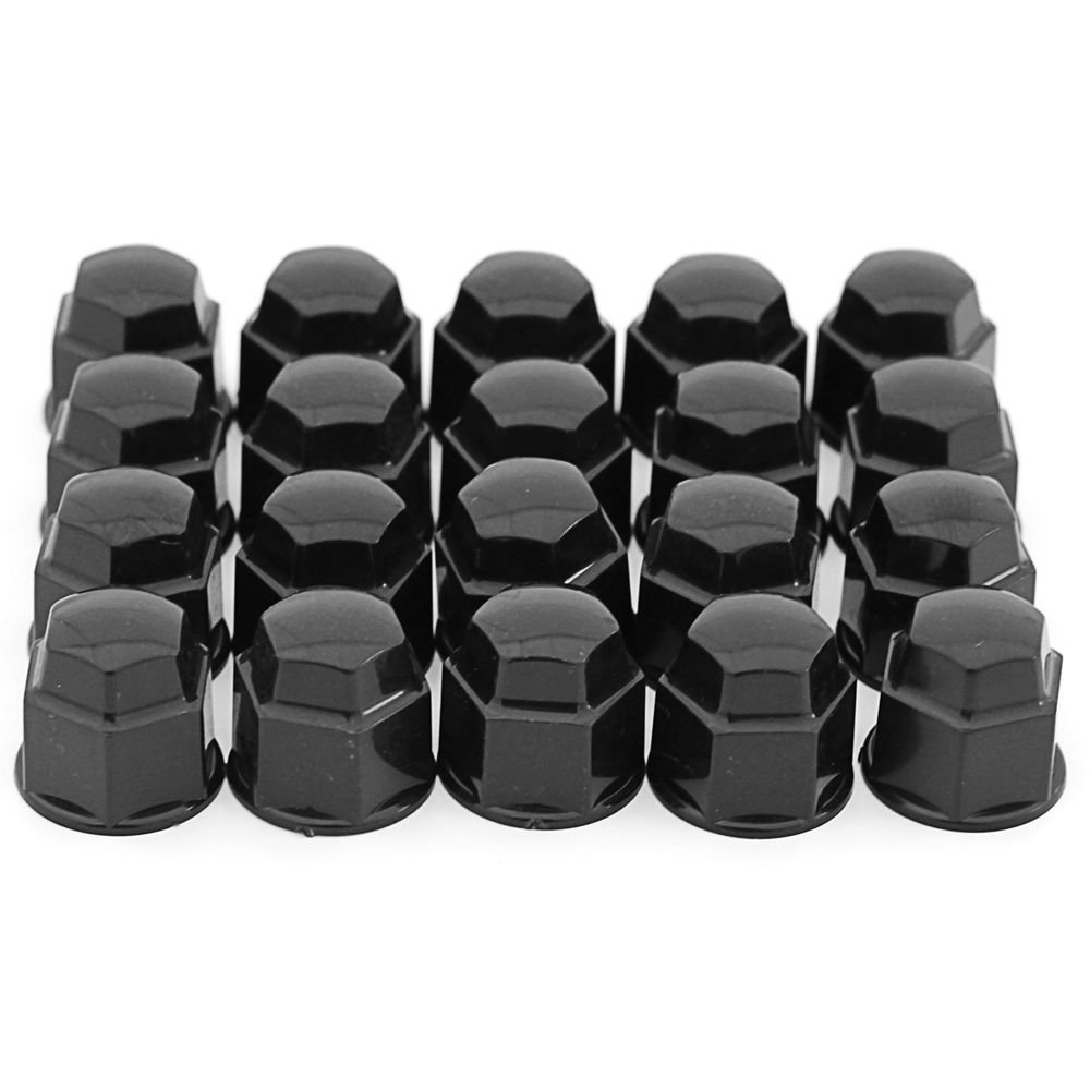 17mm Black Lug Nut Covers 20pc Set for Auto Car Wheel Rim Tire Bolt