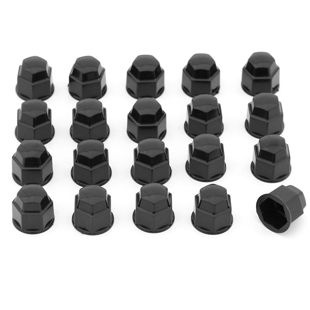 17mm Black Lug Nut Covers 20pc Set for Auto Car Wheel Rim Tire Bolt