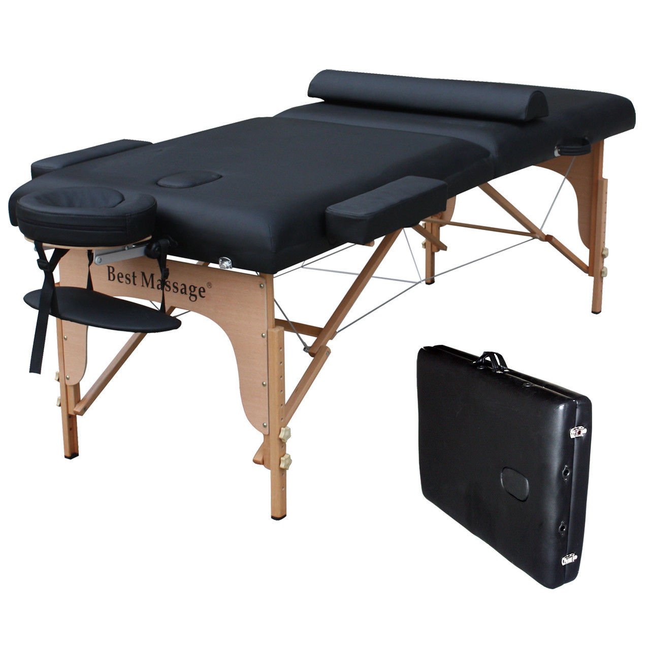 BestMassage 77" Long 30" Wide 3" Pad Black Portable Massage Table B