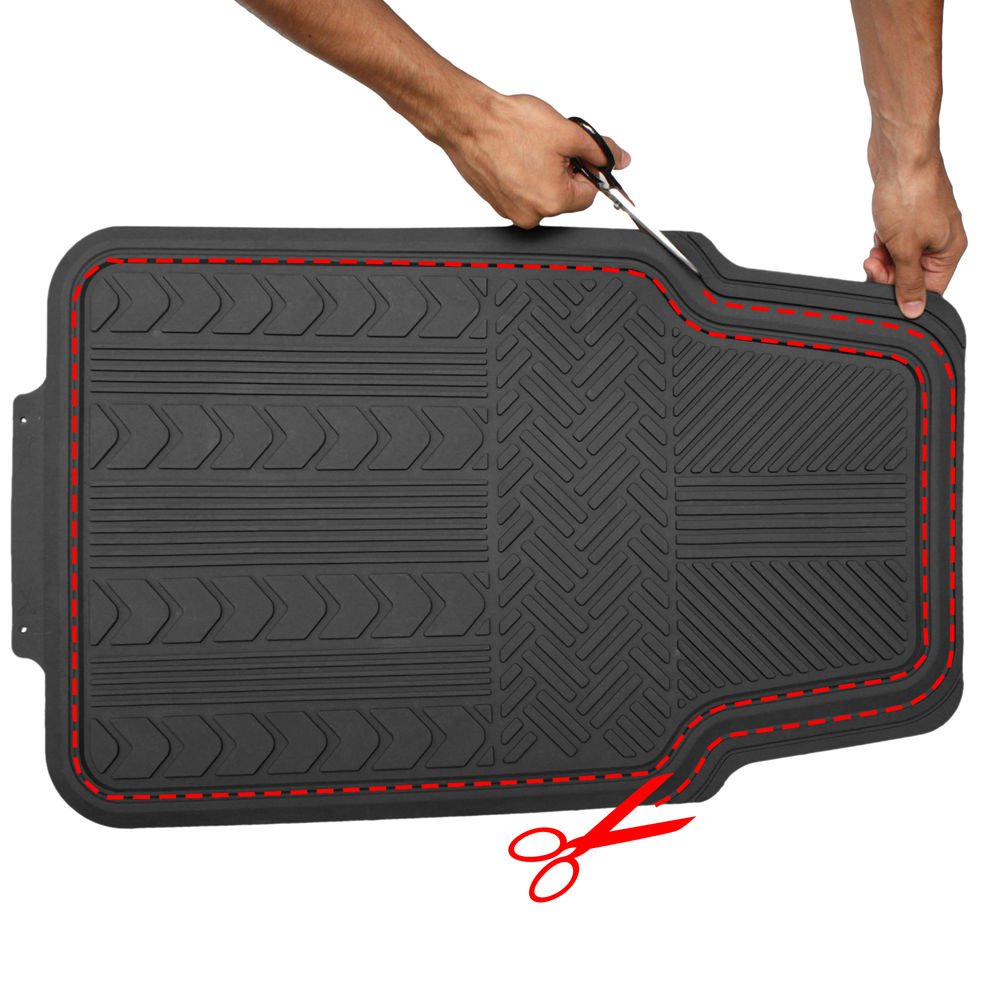 Car Floor Mats for All Weather Rubber 4pc Set Tire Tread Fit Heavy Duty