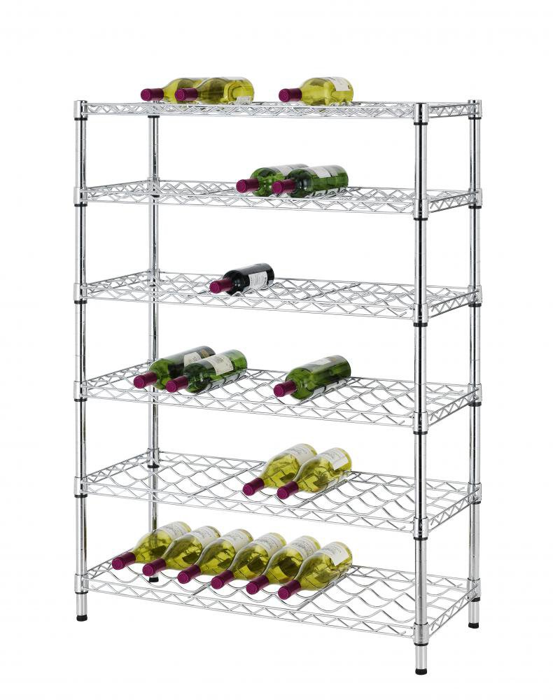 Classics 54Bottle Chrome 6Shelf Wine Rack Wire Shelving, NSF Listed W6