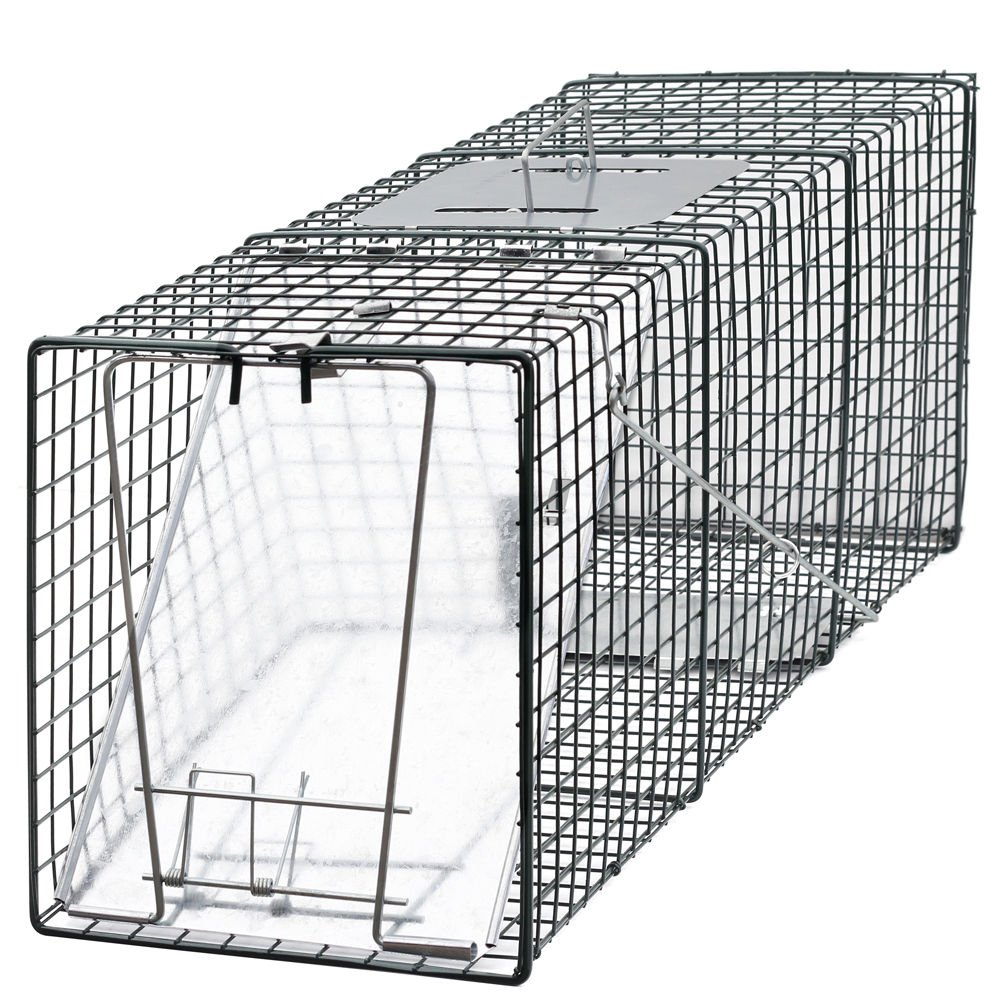 Humane Animal Trap 32x12x12 Steel Cage Live Rodent Control Skunk Rabbit