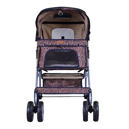 New Leopard Skin BestPet 4 Wheels Pet Dog Cat Stroller w/RainCover
