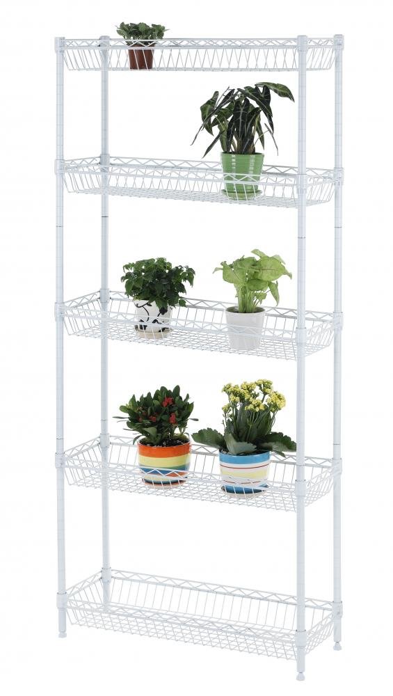 white wire shelving rack