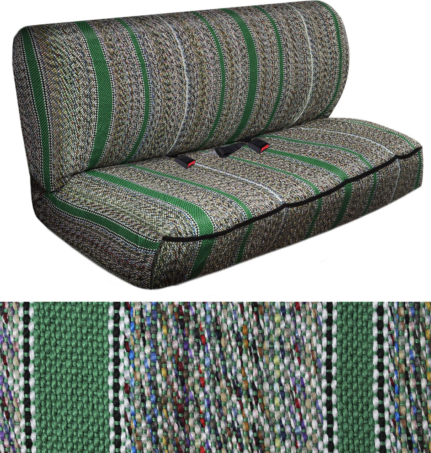 Truck Van SUV Seat Cover Green Western Woven Saddle Blanket 2pc Bench