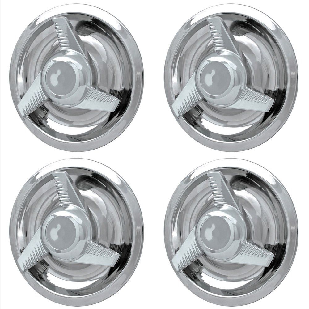4pc CHROME CHEVY GM Rally 3 TriBar Spinner Wheel Center Hub Caps Rim