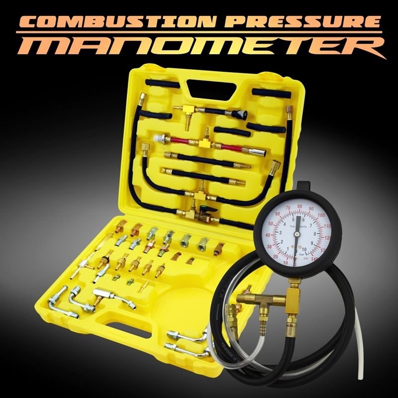 All in 1 Deluxe Fuel Injection Pressure Tester Gauge Kit Complete Auto