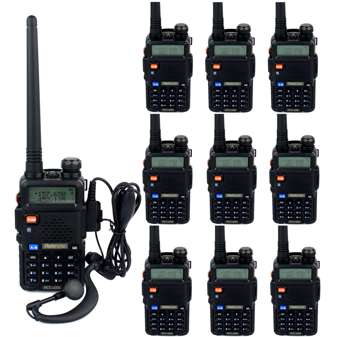 10x Retevis RT-5R Walkie Talkie VHF/UHF 5W 128CH DTMF Two Way FM Radio