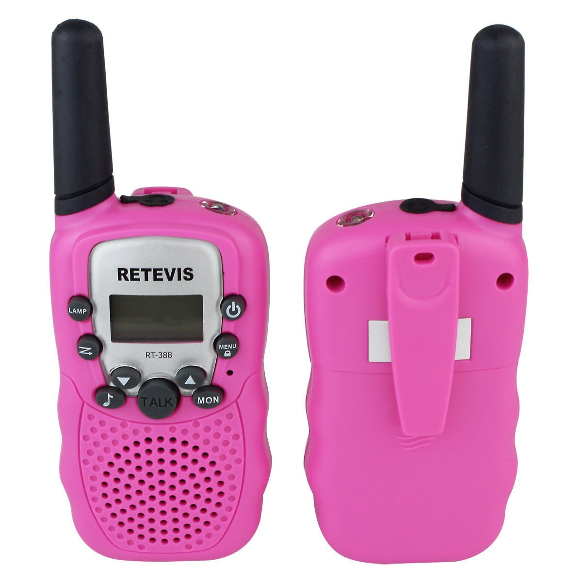 2xRetevis RT-388 Kids Pink Walkie Talkie UHF462.5625-467.7250MHz 0.5W 22CH