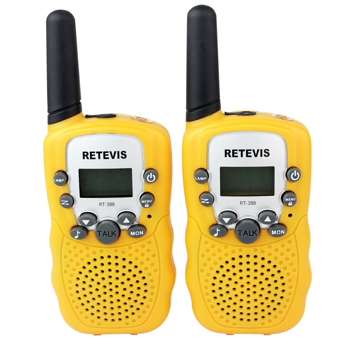 4x Retevis RT-388 Yellow Kids Walkie Talkie UHF 22CH LCD+Flashlight Radio