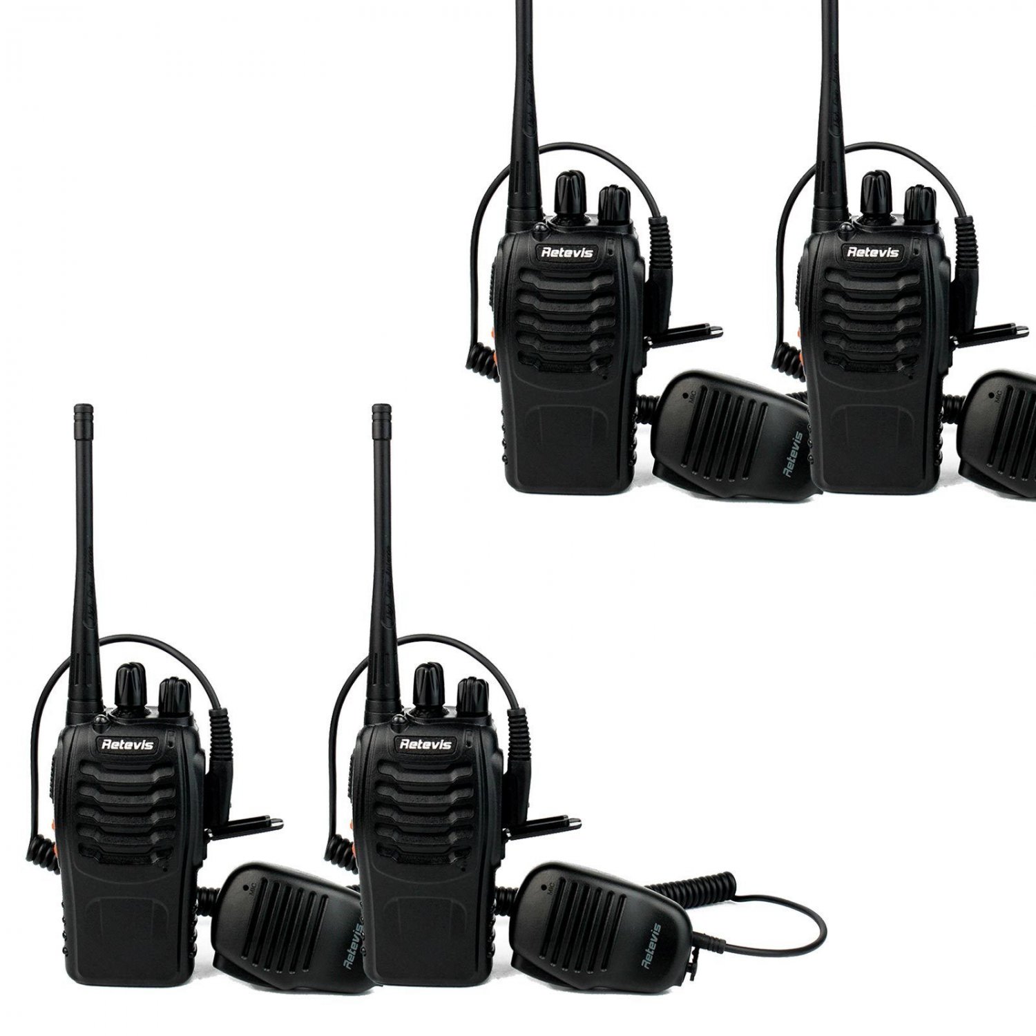 4x Retevis H777 Walkie Talkie UHF 5W 16CH VOX Scan 2Way Radio + 4x