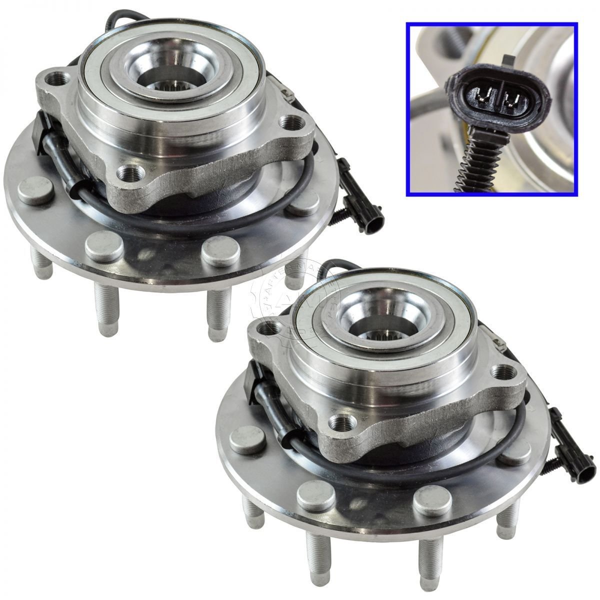 (2) Front Wheel Hub & Bearing Pair Set for Chevy GMC Truck 8 Lug 4X4 4WD w/ ABS