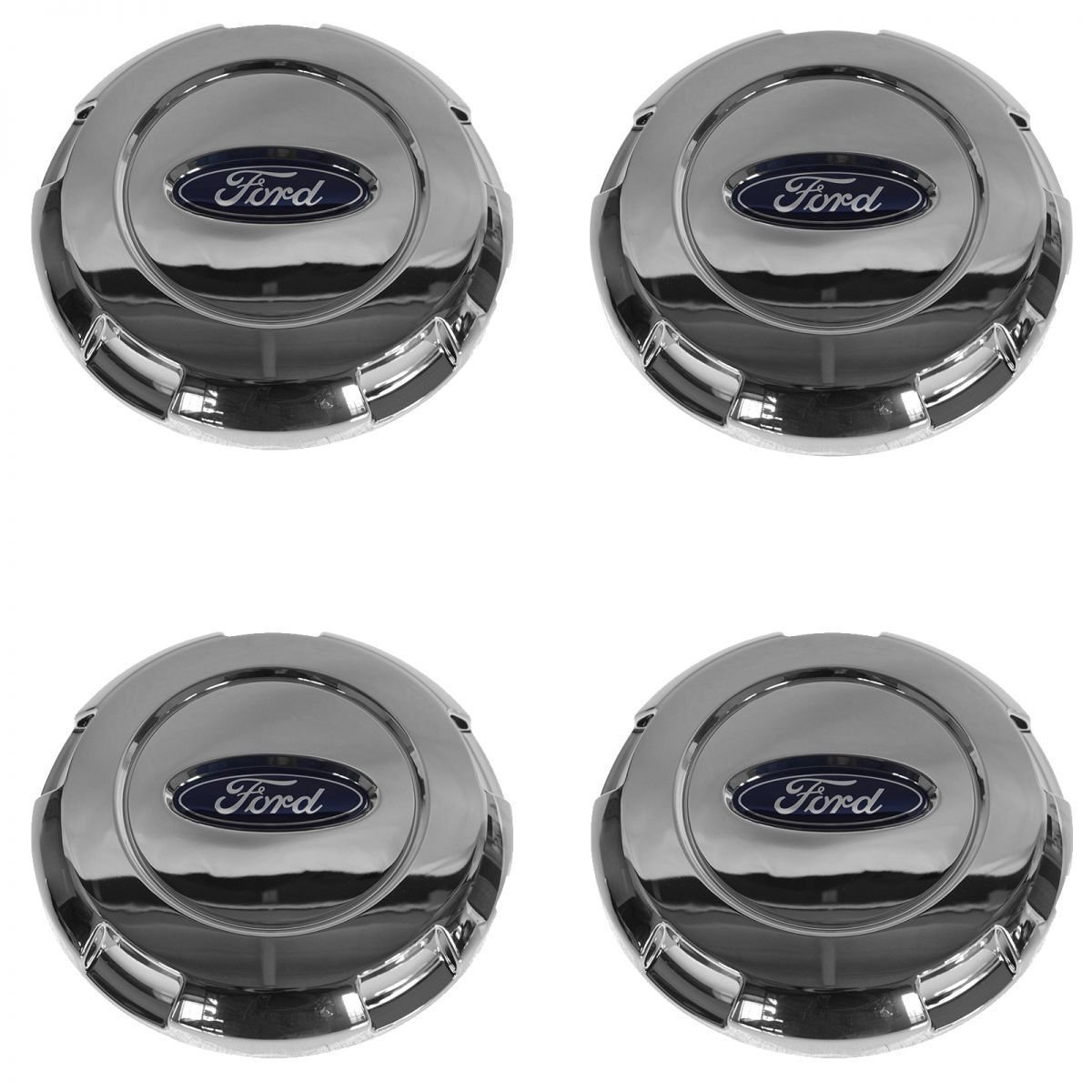New OEM Wheel Hub Center Cap with Logo Set of 4 Chrome for Ford