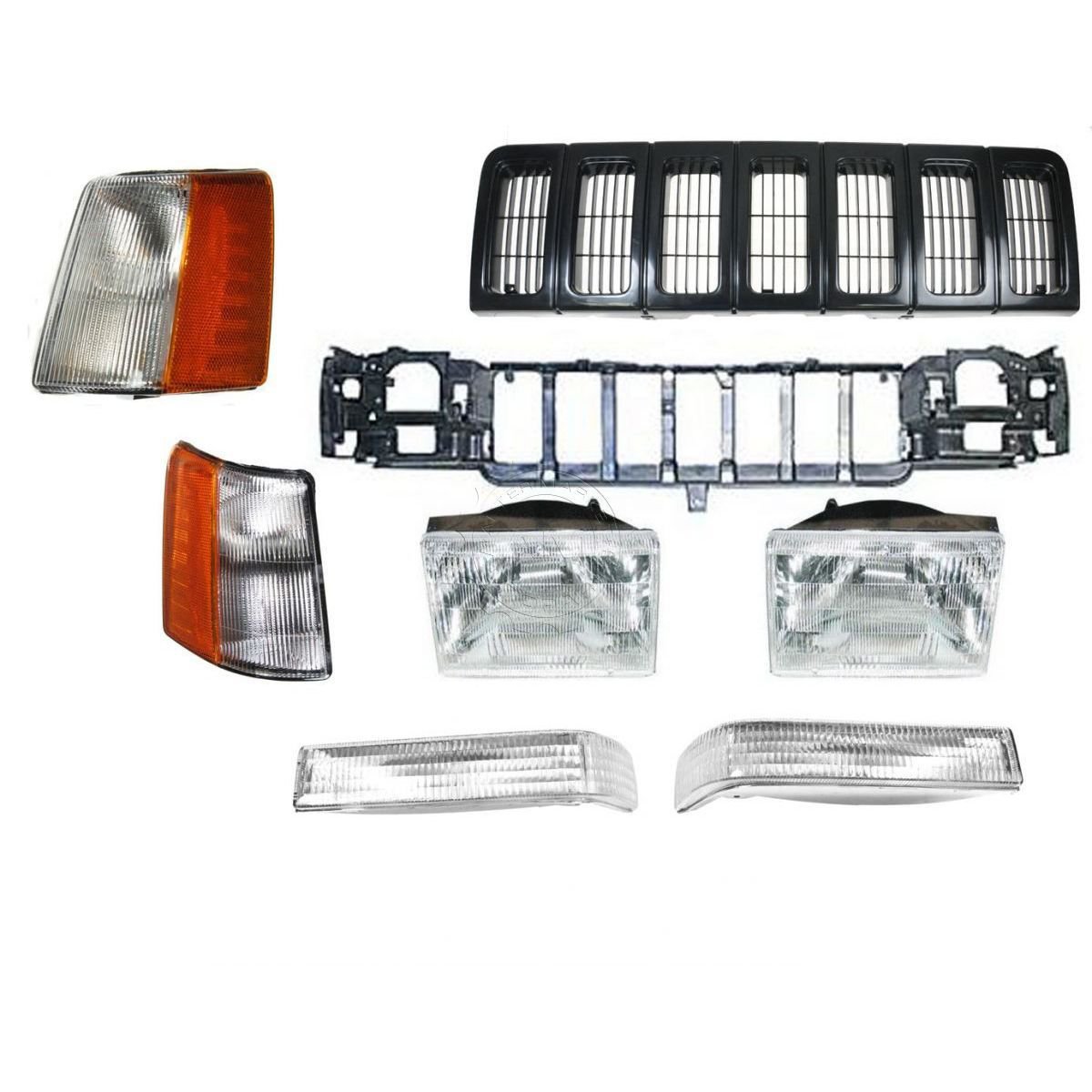 New Grille Headlight Header Panel Parking Corner Light Set for 9798