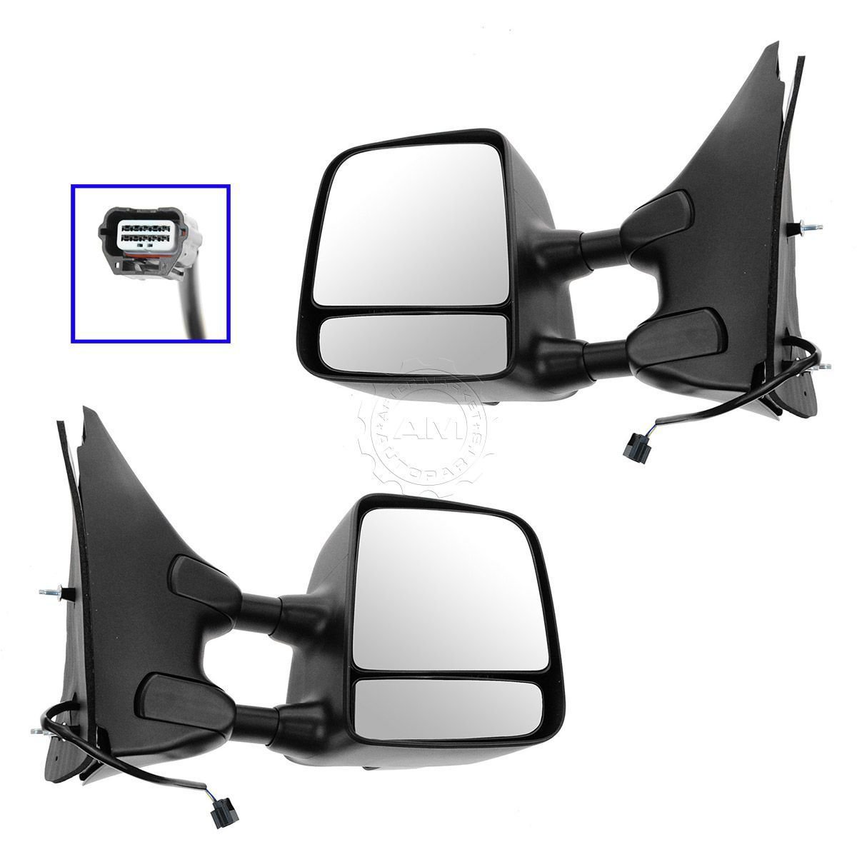 Mirrors Power Heated Chrome Black Towing Pair Set for Frontier Xterra Equator