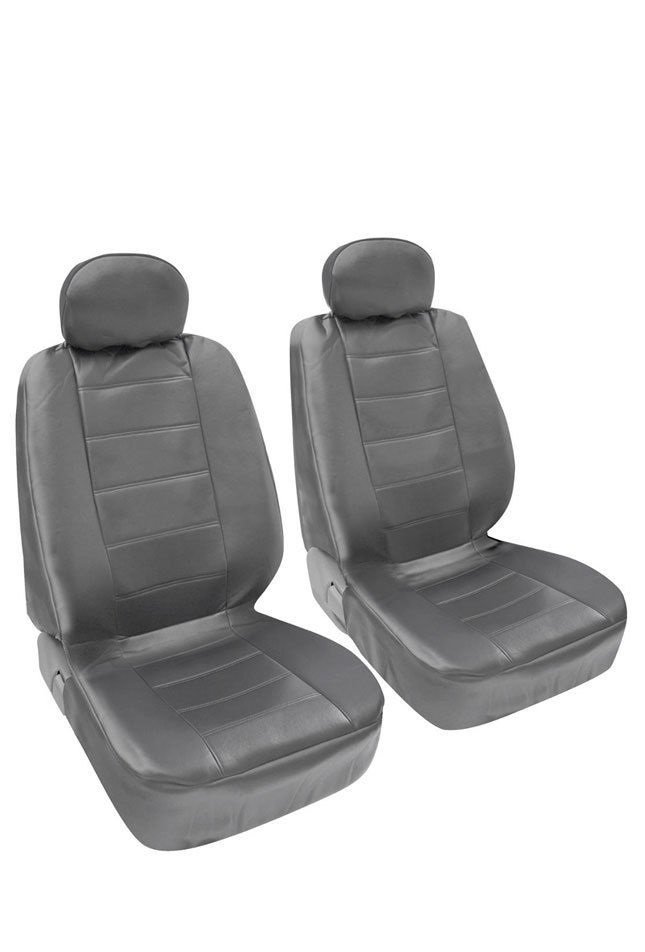 Original Gray PU Leather Bucket Seat Covers & Black PVC Mats BDK design