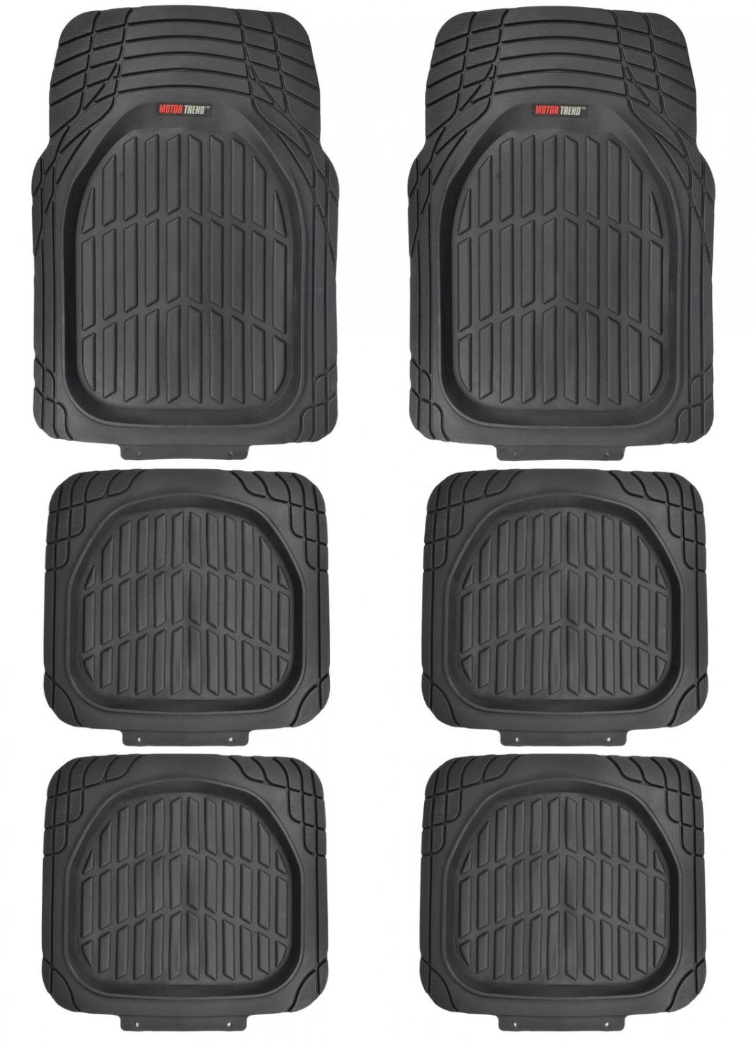 3 Row SUV VAN Floor Mats Deep Dish All Weather Heavy Duty Rubber