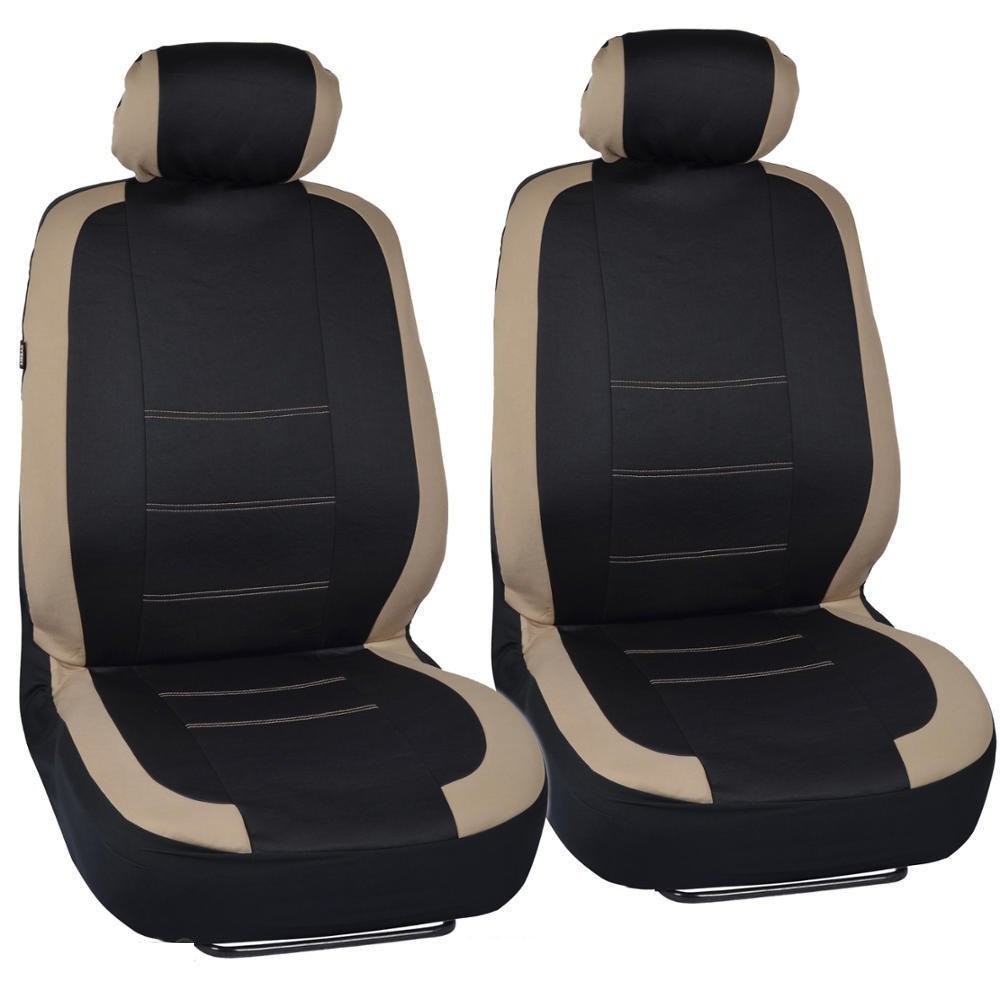13pc Seat Covers & Floor Mats for Car Black/Beige w/ Hefty Trim Mats