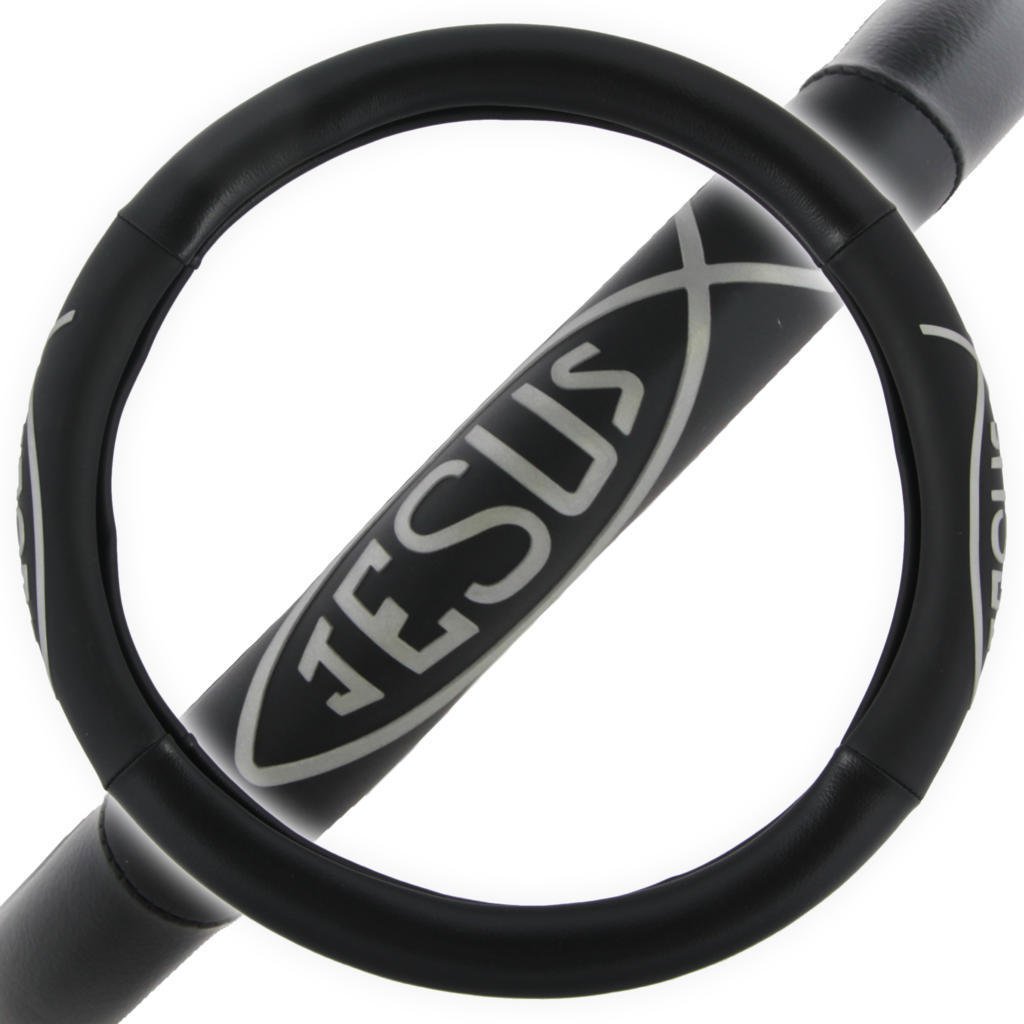 Original Christian Fish Ichthys Design Steering Wheel Cover 14.5 to 15.5