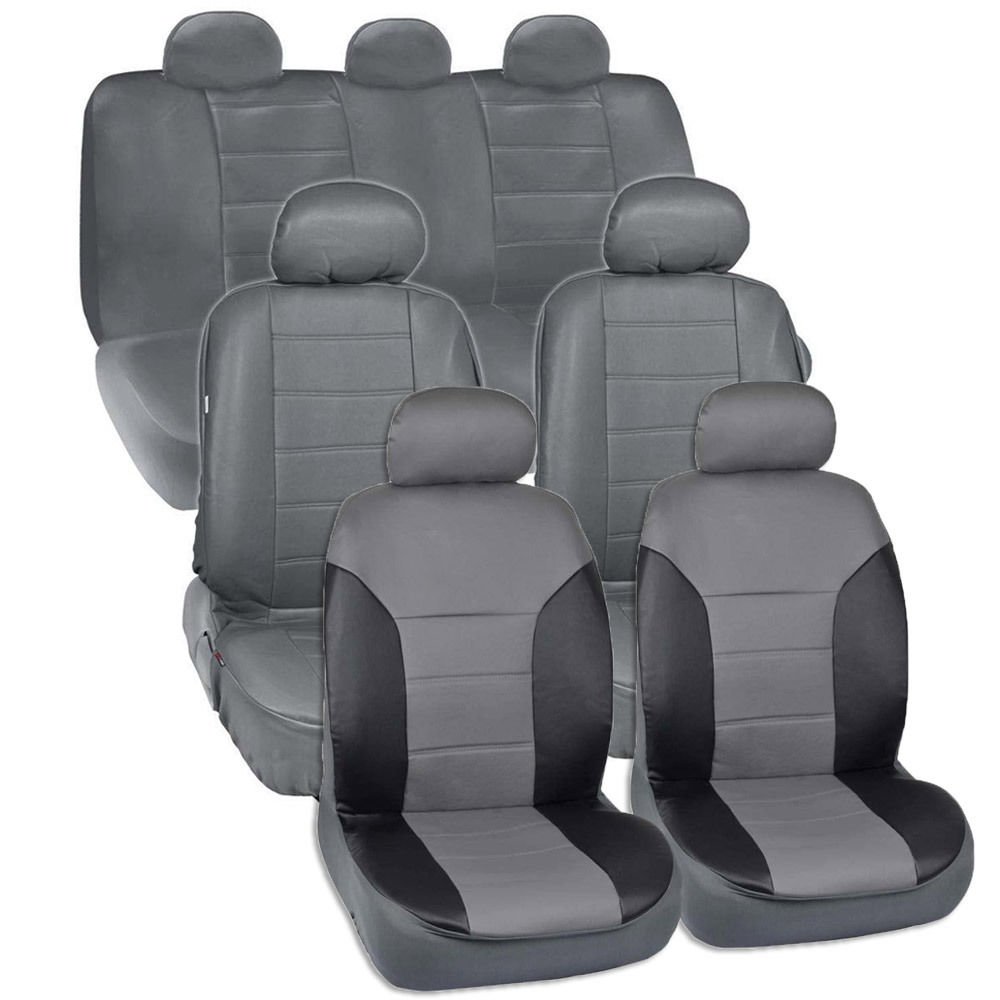 Original Van SUV Seat Covers 3 Row 2 Tone Color PU Leather Covers Black ...