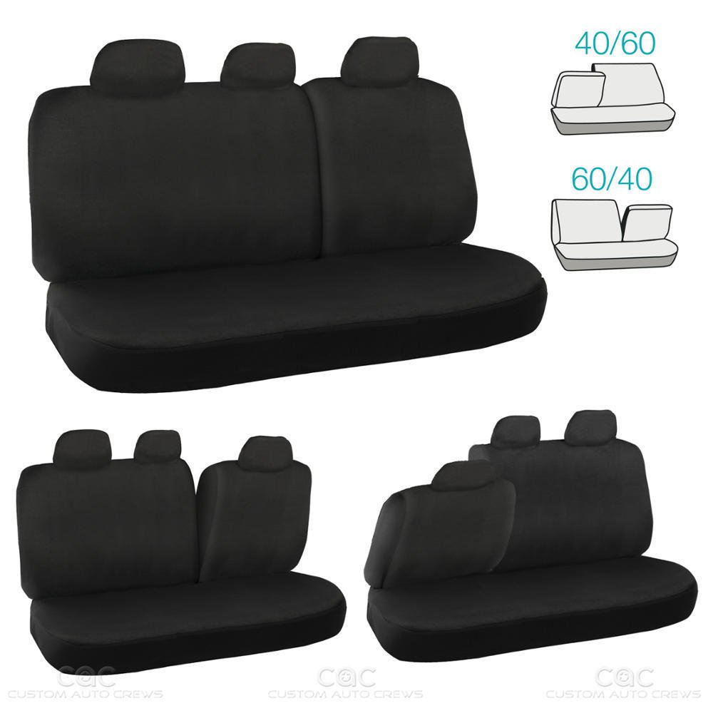OEM Beige Black Seat Cover Set for Car Auto SUV Polyester Cloth 60 40