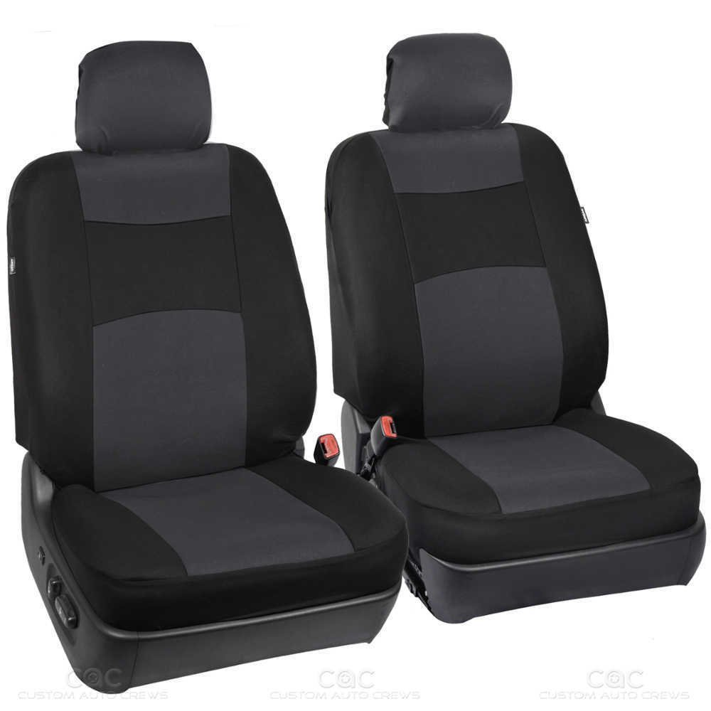 OEM Car Seat Covers Gray Black Polyester Cloth Front & Rear Split Bench