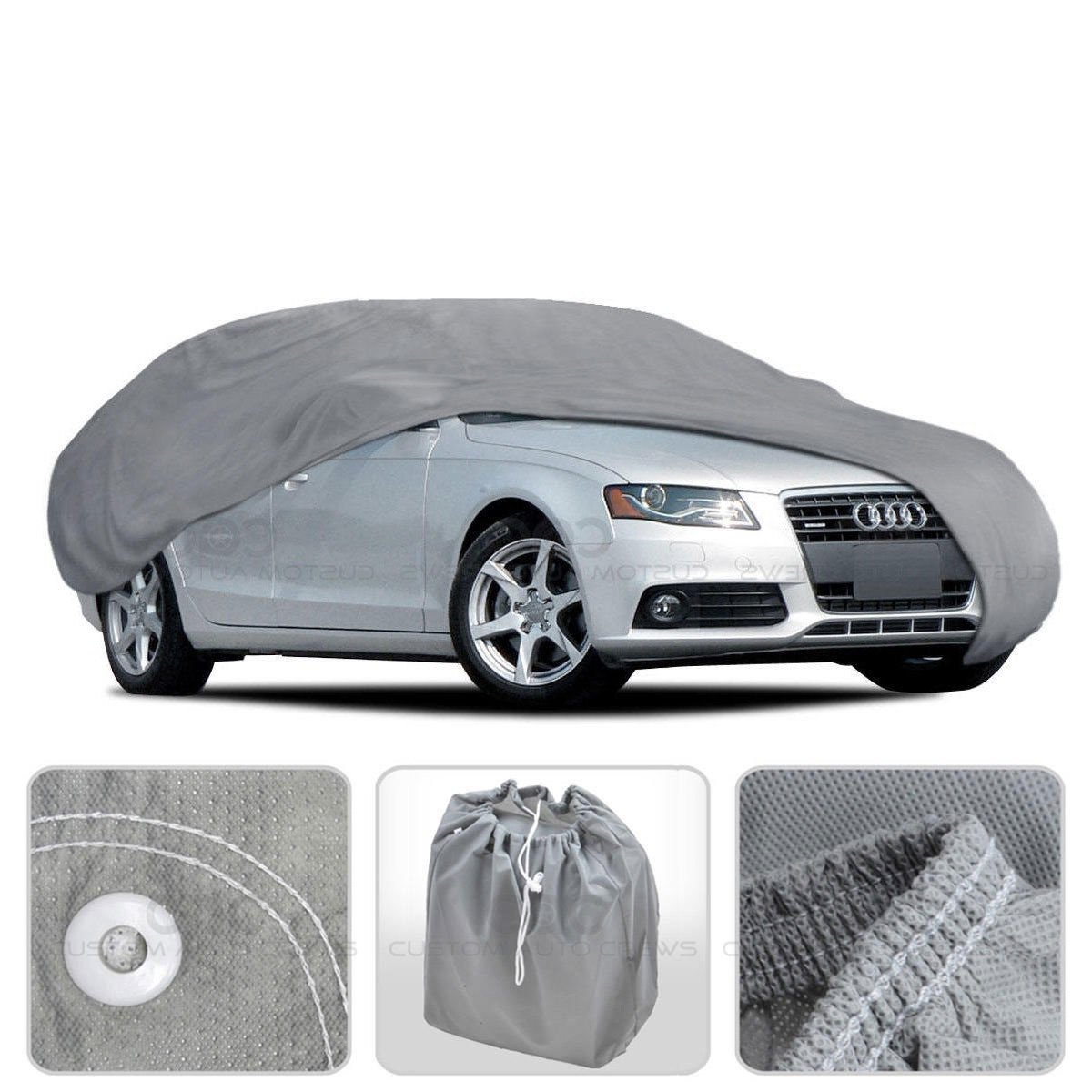 Large Car Cover Waterproof All Weather Protection 4 Layers Breathable