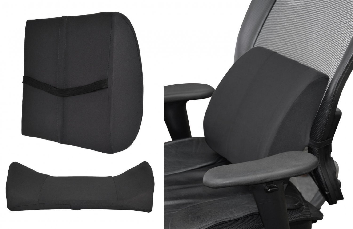 Original 2pc Lumbar Cushion Back Supports Travel Foam w BONUS Mesh Support