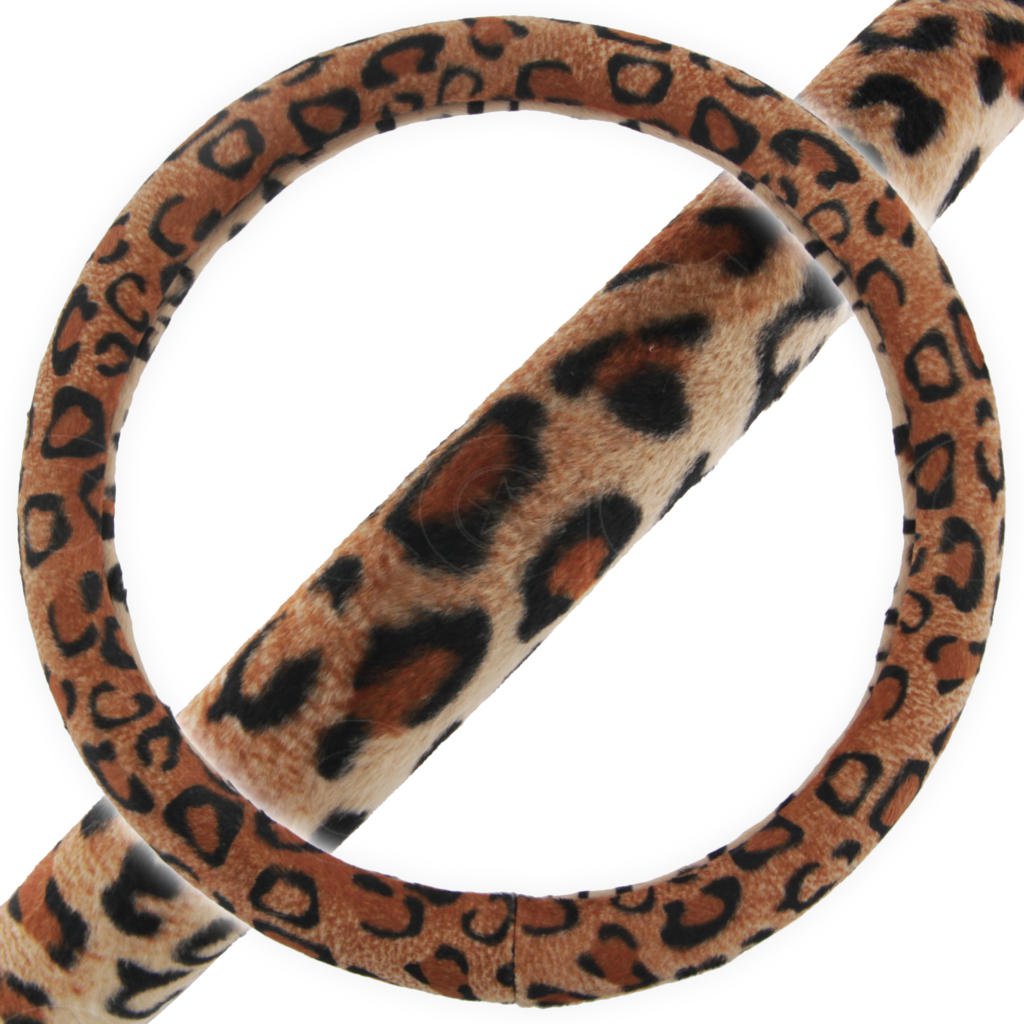 Original Black Steering Wheel Cover Beige Leopard Design Great Fit
