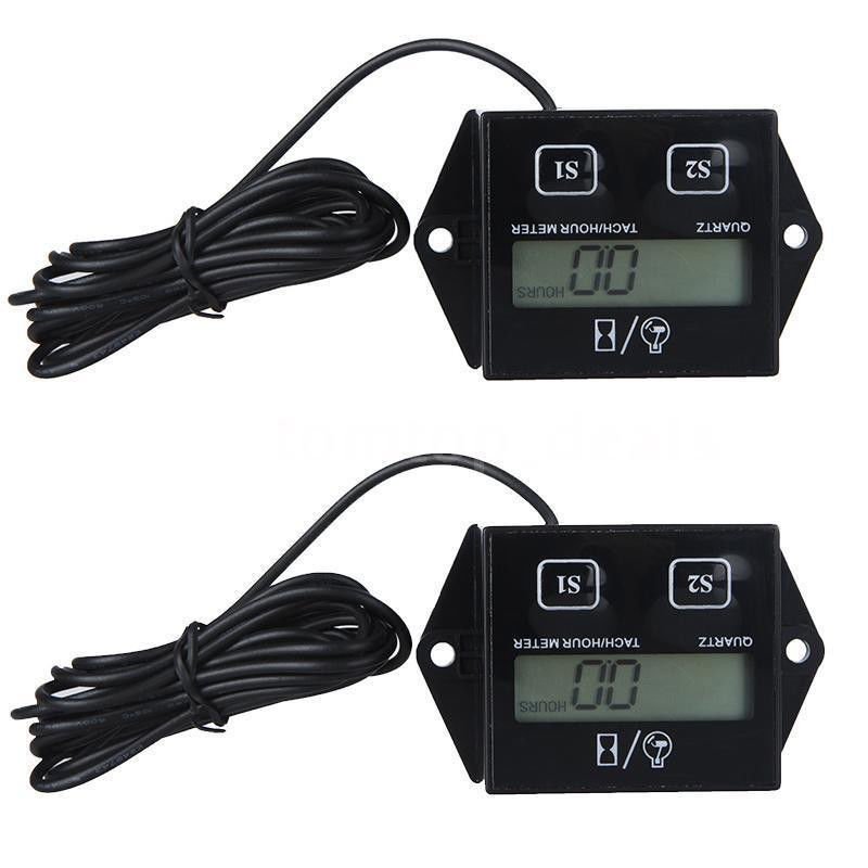 Lot 2 Digital Tach Hour Meter Tachometer Gauge For Dirt bike ATV UTV