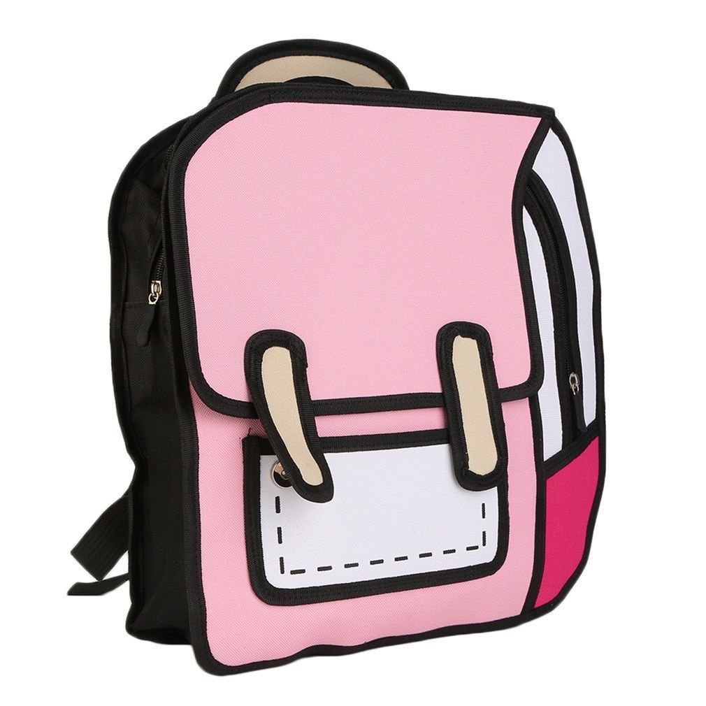 3D Jump Style 2D Drawing From Cartoon Paper Shoulder Bag Backpack Bookbag