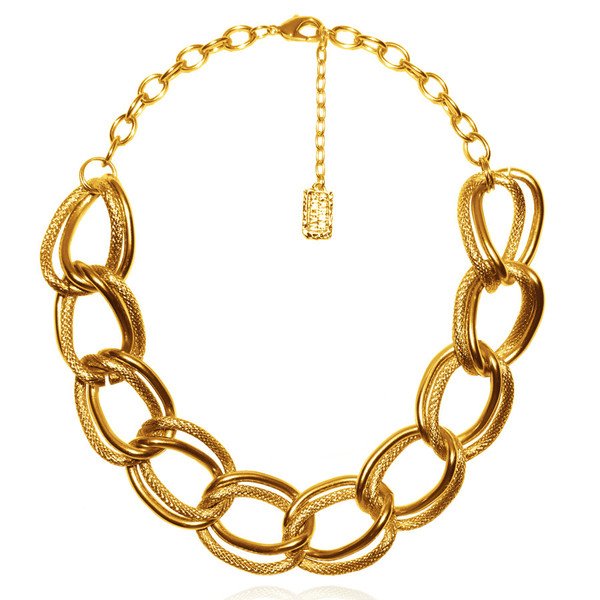Necklace EMMA,  Double Link Chain Choker, Two Different Textures, Karine Sultan