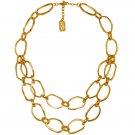 Statement Necklace LEA,  Two Rows of Irregular Cut-Out, Circle Links, Karine Sultan