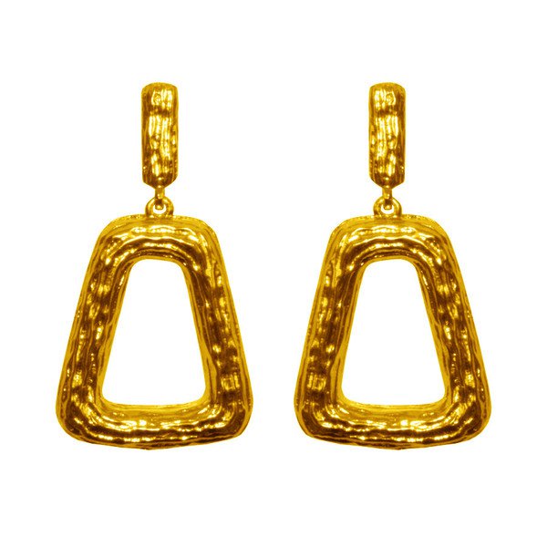 Earrings SIMONE, Chunky Textured Cut-Out Trapezoid Drop Earrings, Karine Sultan