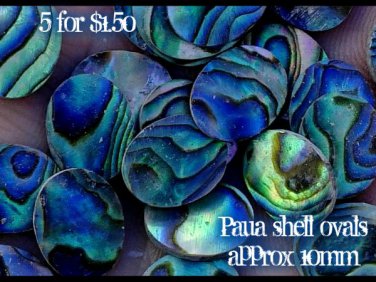 5p paua shell ovals flat pieces
