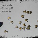 metal heart studs 10p SILVER