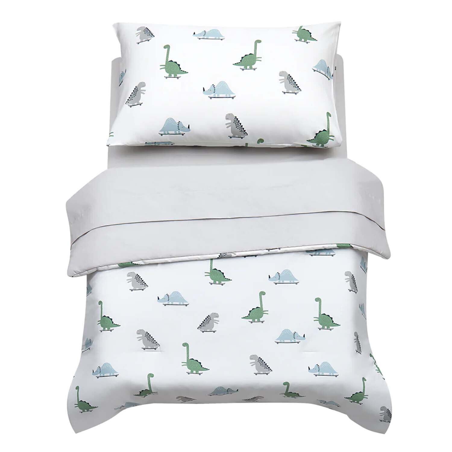 Hello Spud “Dinosaurs” 4 Piece Reversible TODDLER Cotton Comforter