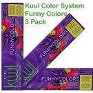 Kuul Color System Funny Colors - Hair Fantasy Coloring Cream 3 oz (Pack of 3)