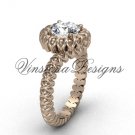 14kt rose gold engagement ring, "Forever One" Moissanite VD1006